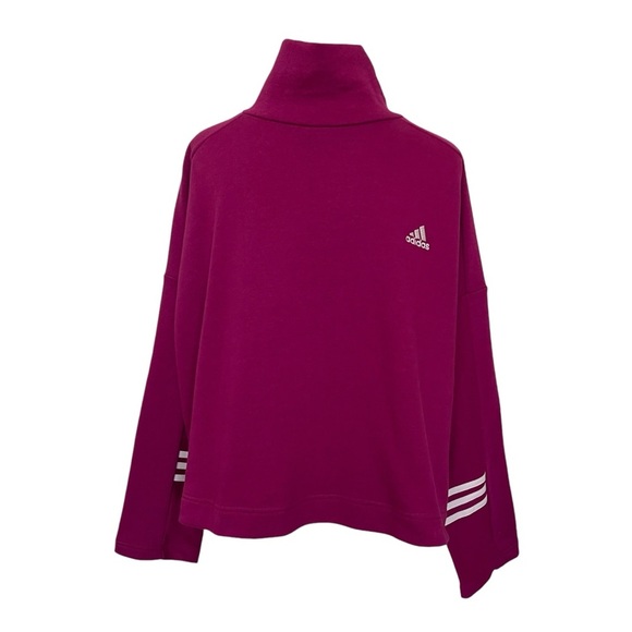 Adidas Funnel Neck Comfy Sweatshirt Women’s Size L Power Berry Loose Fit - Picture 4 of 11